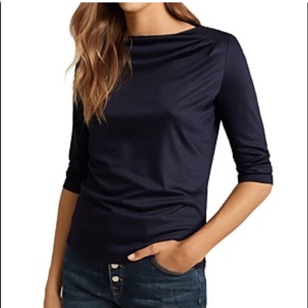 Reiss Boat Neck Blouse Top Faye Bateau
